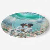 Hochzeit von hübschem Foto Pappteller (Schrägansicht)