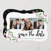 Hochzeit von hübschen Blumen und Dosen Save The Date (Vorne/Hinten)