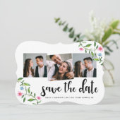 Hochzeit von hübschen Blumen und Dosen Save The Date (Stehend Vorderseite)
