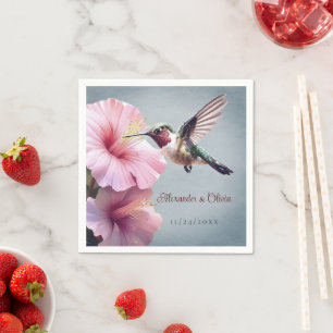 Hochzeit von Hummingvogel und Hibiskus   Blau Serviette