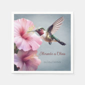 Hochzeit von Hummingvogel und Hibiskus | Blau Serviette (Vorderseite)