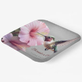 Hochzeit von Hummingvogel und Hibiskus | Grau Pappteller (Gewinkelt)