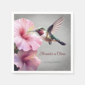 Hochzeit von Hummingvogel und Hibiskus | Grau Serviette (Vorderseite)