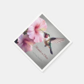 Hochzeit von Hummingvogel und Hibiskus | Grau Serviette (Ecke)