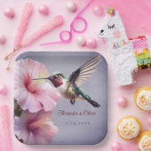 Hochzeit von Hummingvogel und Hibiskus | Lila Pappteller (Party)