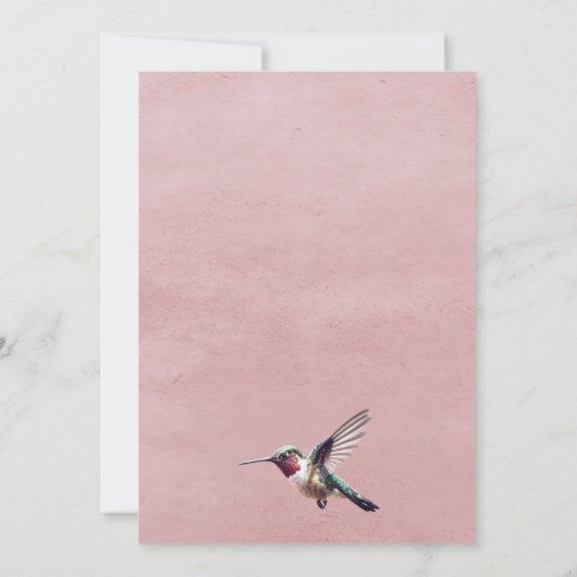 Hochzeit von Hummingvogel und Hibiskus | Pink Einladung (Rückseite)