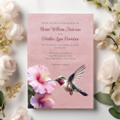 Hochzeit von Hummingvogel und Hibiskus | Pink Einladung