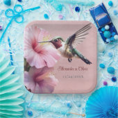 Hochzeit von Hummingvogel und Hibiskus | Pink Pappteller (Party)