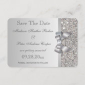 Hochzeit von Imitaten Silver Sequins Bow Save the  Date (Rückseite)