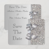 Hochzeit von Imitaten Silver Sequins Bow Save the  Date (Vorne/Hinten)