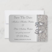 Hochzeit von Imitaten Silver Sequins Bow Save the  Date (Rückseite)