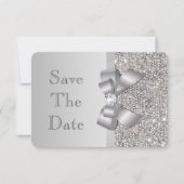 Hochzeit von Imitaten Silver Sequins Bow Save the  Date (Vorderseite)