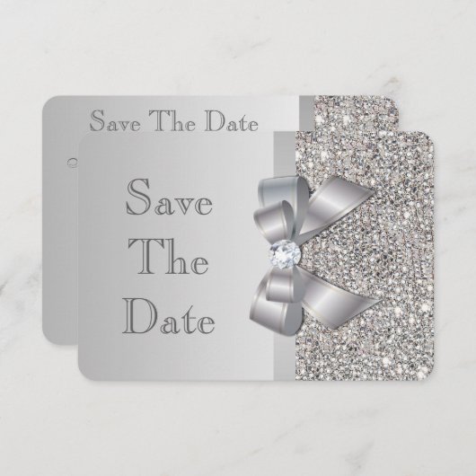 Hochzeit von Imitaten Silver Sequins Bow Save the Save The Date (Vorne/Hinten)