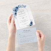 Hochzeit von indigofarbenem uAwg All In One Einladung (Abreißen)