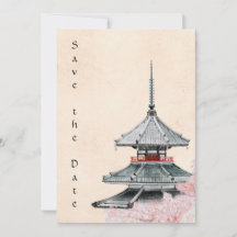 Hochzeit von japanischem Tempel und Kirschblüten