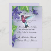 Hochzeit von kleinen, lila Hummingvogel Einladung (Vorne/Hinten)