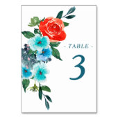 Hochzeit von Korallen und Aqua Floral Tischnummer (Rückseite)
