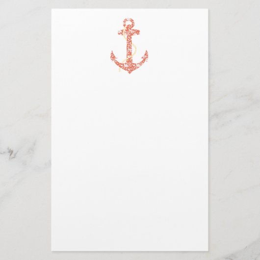 Hochzeit von Korallen und Gelben Ankern Briefpapier (Vorderseite)