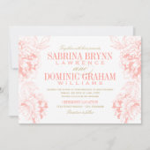 Hochzeit von Korallen und Goldenen Blütenblättern Einladung (Vorderseite)