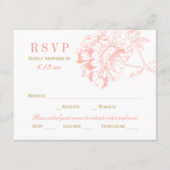Hochzeit von Korallen und Goldenen Blütenblättern RSVP Karte (Vorderseite)