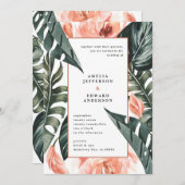 Hochzeit von korallenrosa und tropischem Blattwerk (Vorne/Hinten)