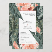 Hochzeit von korallenrosa und tropischem Blattwerk (Vorne/Hinten)