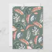 Hochzeit von korallenrosa und tropischem Blattwerk (Rückseite)