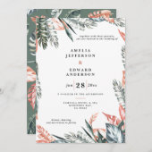 Hochzeit von korallenrosa und tropischem Blattwerk (Vorne/Hinten)