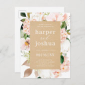 Hochzeit von Kraft & Blush Spring Einladungspostkarte (Vorne/Hinten)