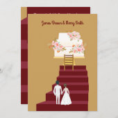 Hochzeit von Kuchenbrille und Groom Rot Einladung (Vorne/Hinten)