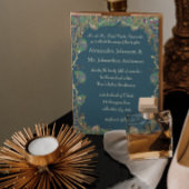 Hochzeit von Kupfer und grünem Paisley Peacock Einladung