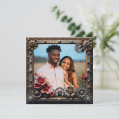 Hochzeit von Kupfer und Silbermetall Einladung (Stehend Vorderseite)