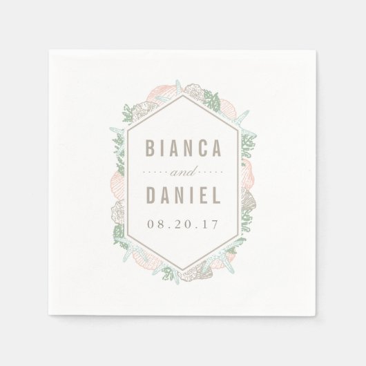 Hochzeit von Küstenpastells Serviette (Vorderseite)