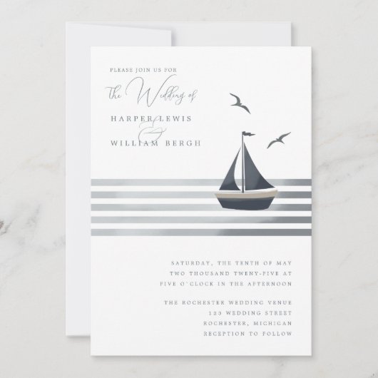 Hochzeit von Küstenseglern Einladung (Vorderseite)