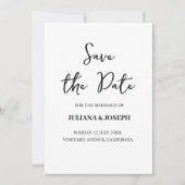 Hochzeit von lässigen Schriftzeichen in Weiß und S Save The Date (Vorderseite)