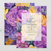 Hochzeit von Lavendel und Gelbblütenfrüchten Einladung (Vorne/Hinten)