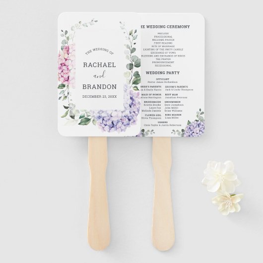 Hochzeit von leichten Blaupinkfarbenen Hydrangeas Fächer (Vorne und Hinten)