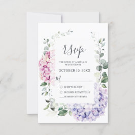 Hochzeit von leichten Blaupinkfarbenen Hydrangeas  RSVP Karte