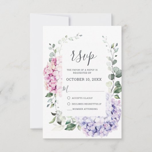 Hochzeit von leichten Blaupinkfarbenen Hydrangeas  RSVP Karte (Vorderseite)