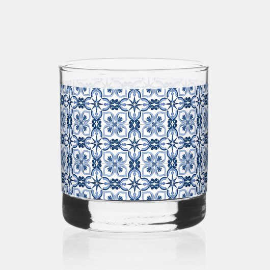 Hochzeit von Lemon Blue Tile Whiskyglas (Rückseite)