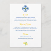 Hochzeit von Lemon Menükarte (Vorderseite)
