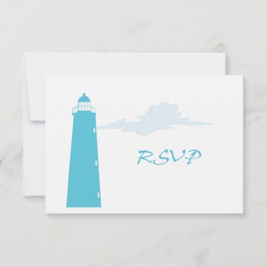 Hochzeit von Leuchtturm RSVP Karte (Vorderseite)