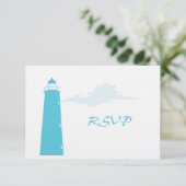 Hochzeit von Leuchtturm RSVP Karte (Stehend Vorderseite)