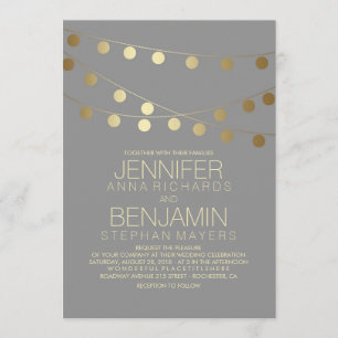 Hochzeit von Lichteffekten mit Gold Foil Einladung