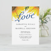 Hochzeit von Liebe Navy Blue & Sunflower Einladung (Stehend Vorderseite)