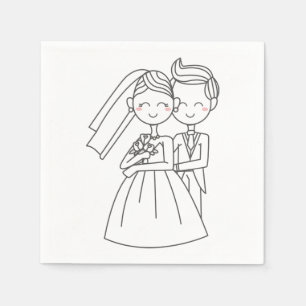 Hochzeit von Liebe und Cartoon Serviette