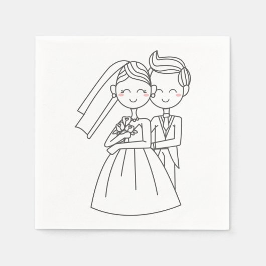 Hochzeit von Liebe und Cartoon Serviette (Vorderseite)
