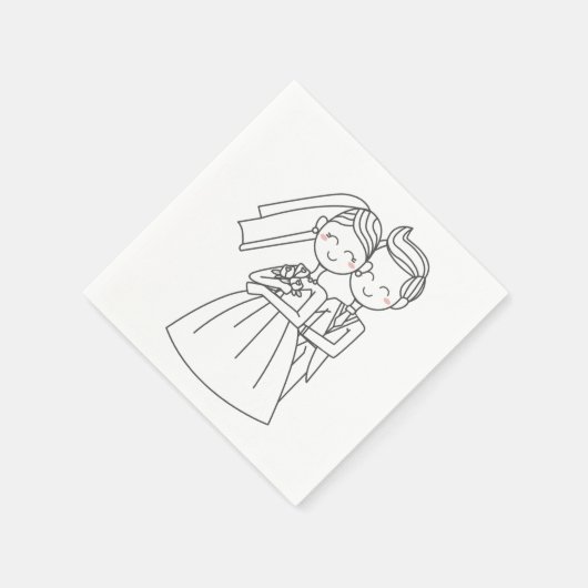 Hochzeit von Liebe und Cartoon Serviette (Ecke)