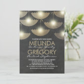 Hochzeit von Lights und Umbrellas Einladung (Stehend Vorderseite)