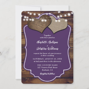 Hochzeit von lila Holzwurzeln Einladung